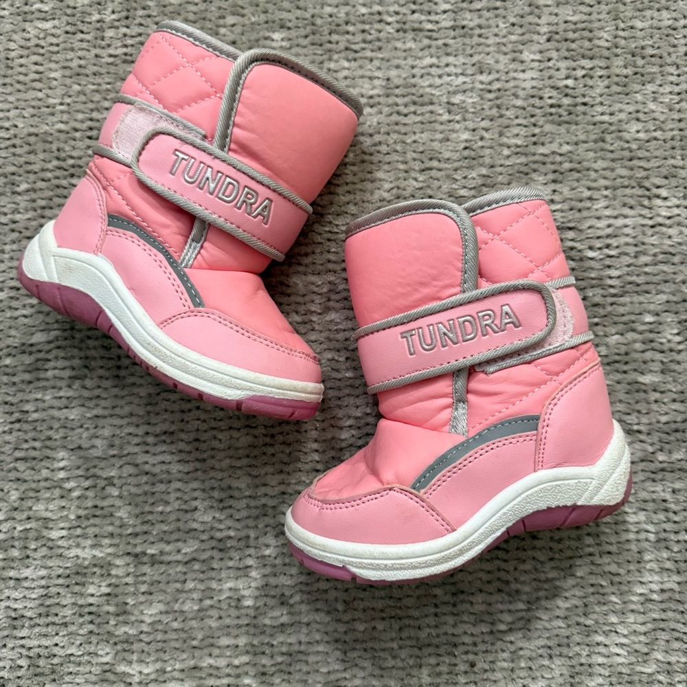 Tundra Toddler Girls Pink Winter Snow Boots Size 5‎ Velcro Warm Cozy
